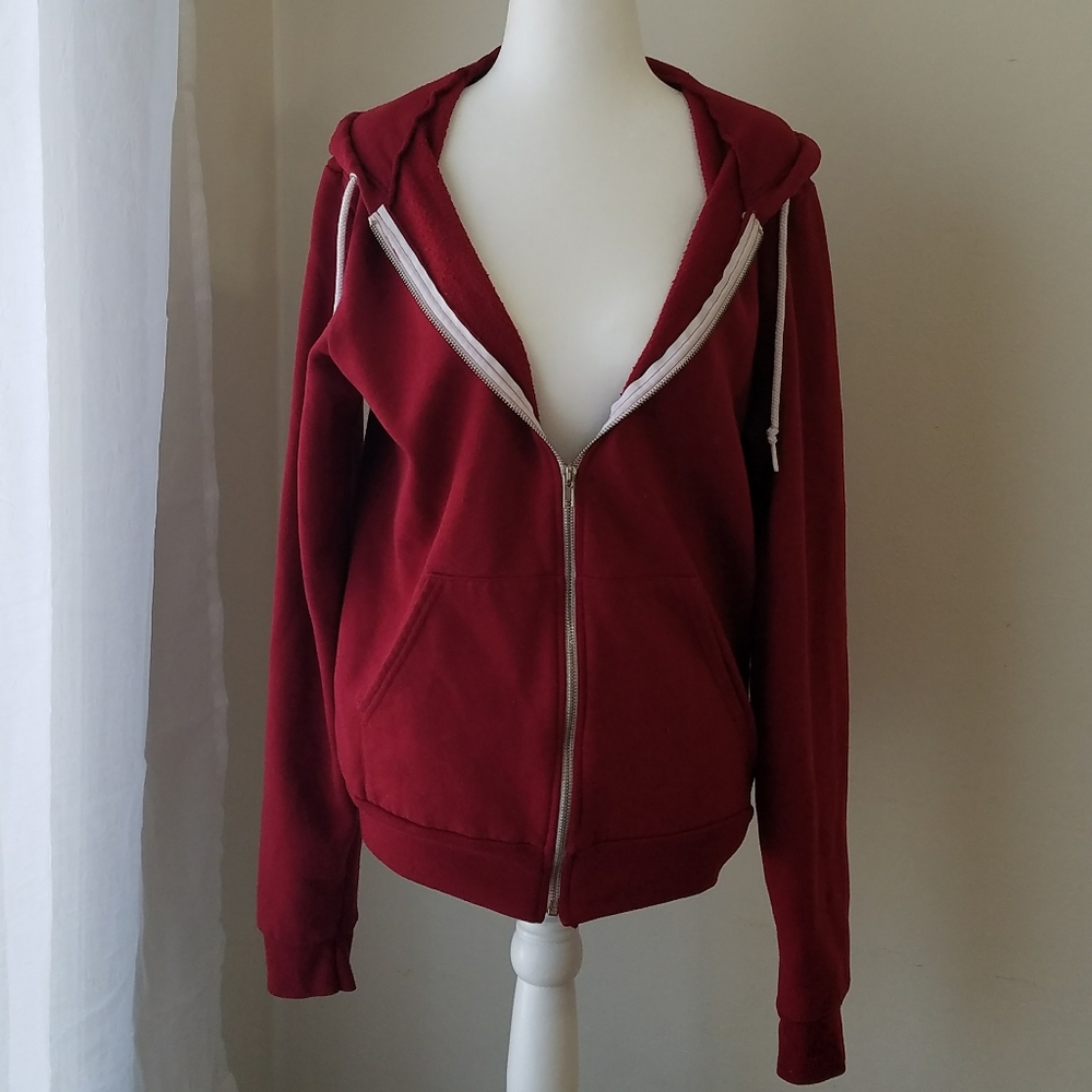 Red American Apparel Unisex Zip-Up Hoodie